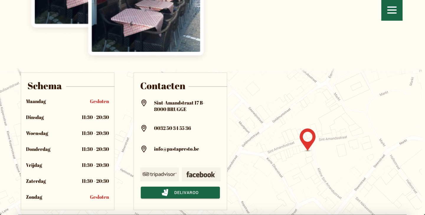 Angular restaurant website contact and map section